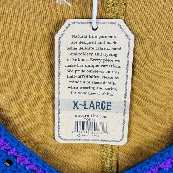 Natural Life Women LongSleeve Cotton Boho T-Shirt Crochet XL Bohemian NWT Hippie - Picture 6 of 11